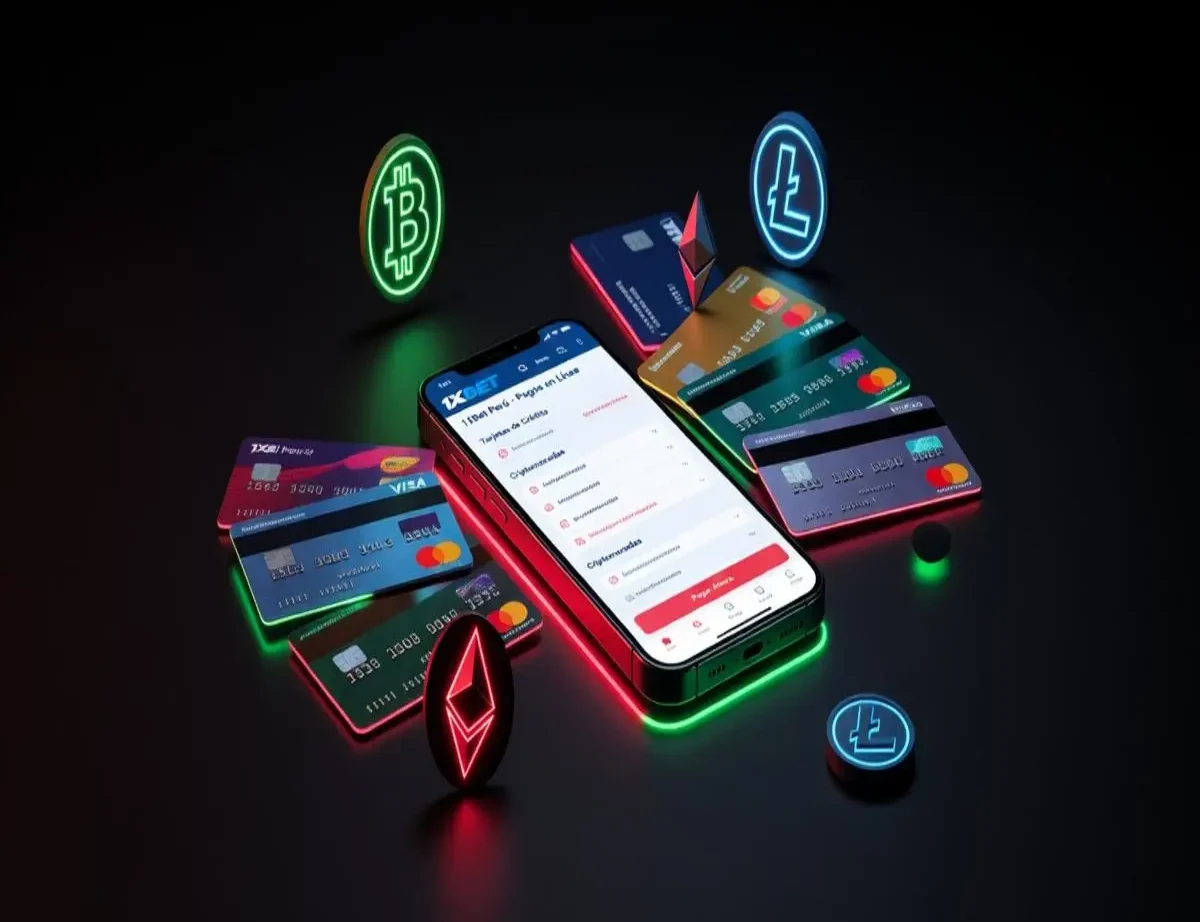 Métodos de pago en 1xBet Perú con Yape, Plin y tarjetas de crédito en smartphone